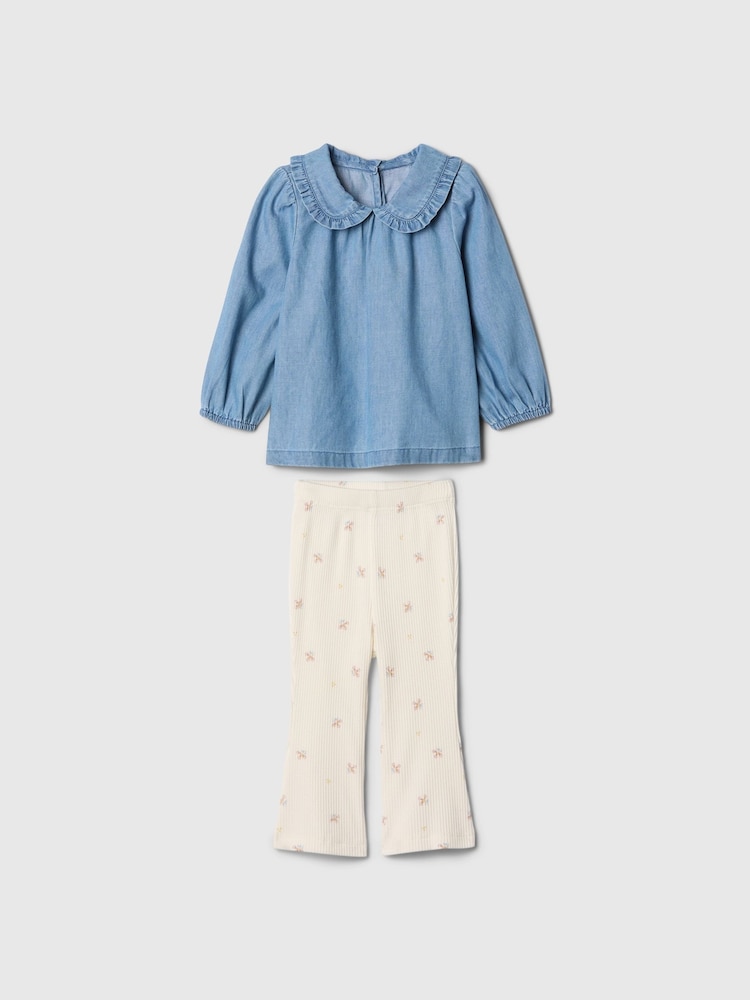 Gap Blue Long Sleeve Ruffle Top and Leggings Set (Newborn-24mths) - Image 1 of 3