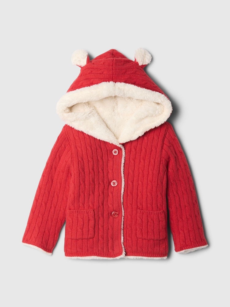 Gap Red CashSoft Sherpa-Lined Cardigan (Newborn-24mths) - Image 1 of 3 Gap Red CashSoft Sherpa-Lined Cardigan (Newborn-24mths) - Image 1 of 3