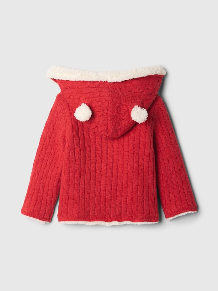 Gap Red CashSoft Sherpa-Lined Cardigan (Newborn-24mths) - Image 2 of 3 Gap Red CashSoft Sherpa-Lined Cardigan (Newborn-24mths) - Image 2 of 3