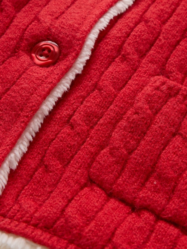 Gap Red CashSoft Sherpa-Lined Cardigan (Newborn-24mths) - Image 3 of 3 Gap Red CashSoft Sherpa-Lined Cardigan (Newborn-24mths) - Image 3 of 3