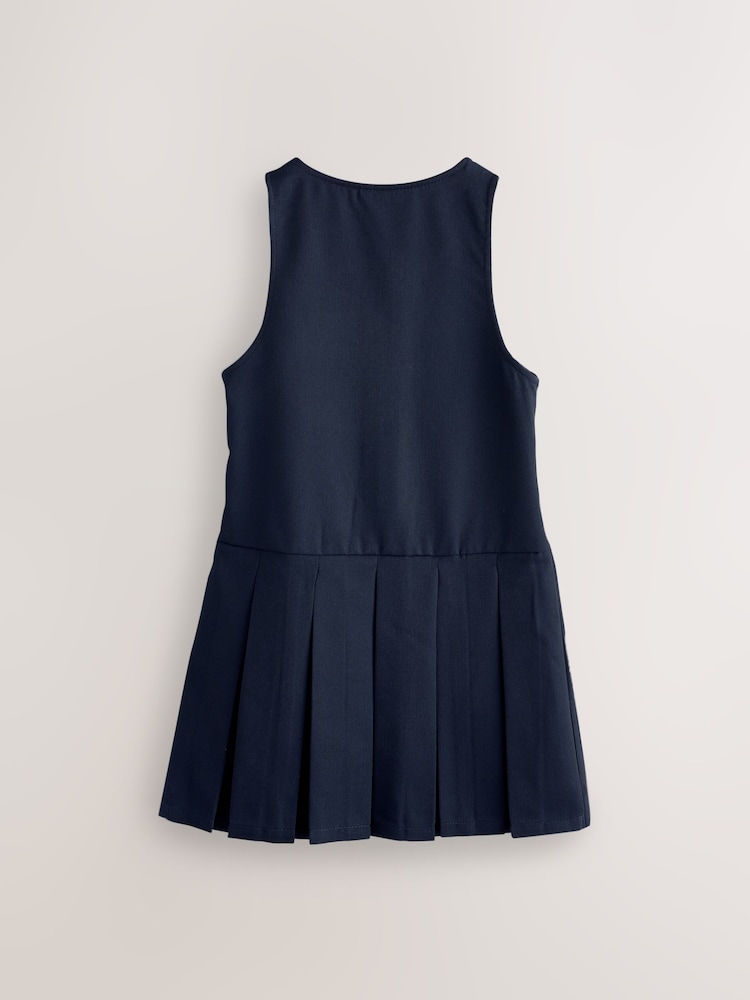 Clarks Navy Girls Zip Front Pleated School Pinafore - Image 2 of 5
