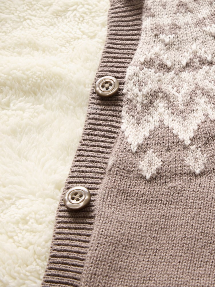 Gap Brown Fair Isle Cardigan & Hat Set (Newborn-24mths) - Image 3 of 3