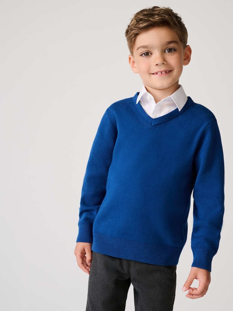 Azul - Clarks Unisex Knitted School Jumper - Imagen 1 de 5 Azul - Clarks Unisex Knitted School Jumper - Imagen 1 de 5