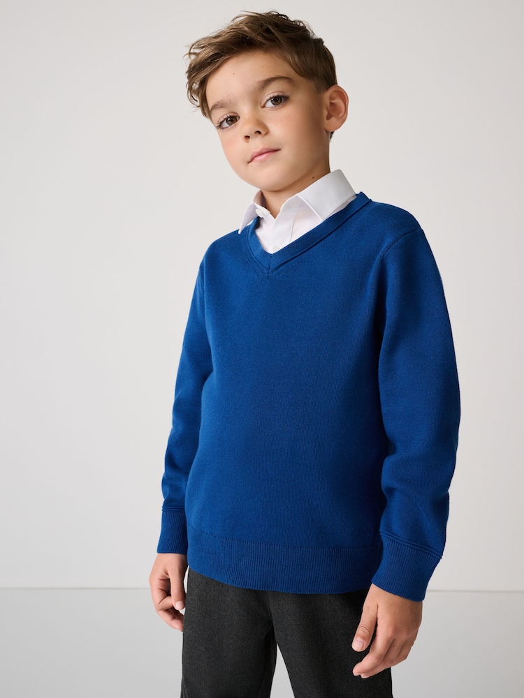 Azul - Clarks Unisex Knitted School Jumper - Imagen 2 de 5 Azul - Clarks Unisex Knitted School Jumper - Imagen 2 de 5
