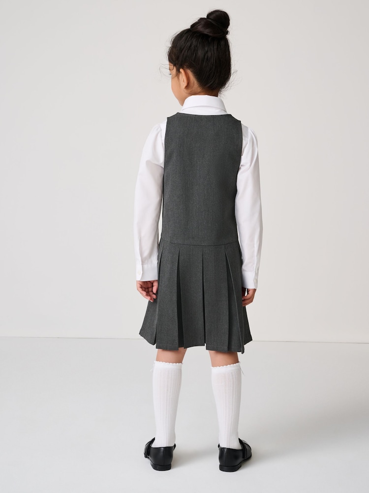 Grau - Clarks Girls Zip Front Pleated School Pinafore - Bild 2 von 11