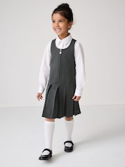 Grau - Clarks Girls Zip Front Pleated School Pinafore - Bild 3 von 11