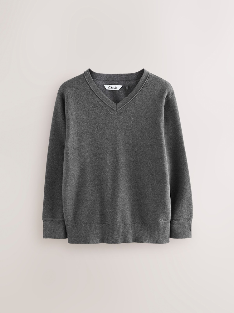 Clarks Grey Unisex Knitted School Jumpers 2 Pack - Image 2 of 5