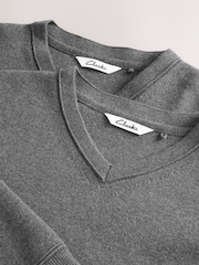 Clarks Grey Unisex Knitted School Jumpers 2 Pack - Image 5 of 5