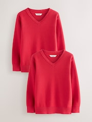 Rojo - Clarks Unisex Knitted School Jumpers 2 Pack - Imagen 1 de 6