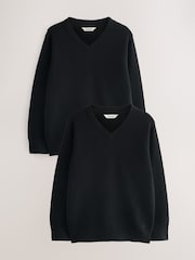 Clarks Black Unisex Knitted School Jumpers 2 Pack - Image 1 of 1