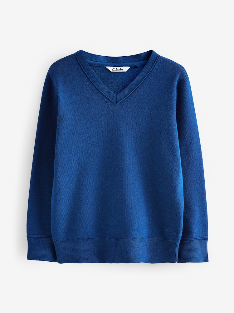 Clarks Blue Unisex Knitted School Jumpers 2 Pack - Image 2 of 5