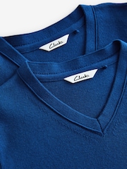 Clarks Blue Unisex Knitted School Jumpers 2 Pack - Image 4 of 5