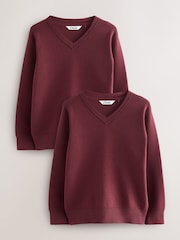 Clarks Burgundy Red Unisex Knitted School Jumpers 2 Pack - Image 1 of 5