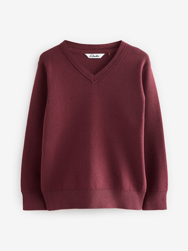 Clarks Burgundy Red Unisex Knitted School Jumpers 2 Pack - Image 2 of 5