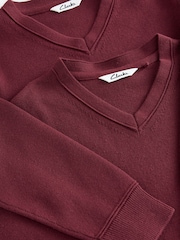 Clarks Burgundy Red Unisex Knitted School Jumpers 2 Pack - Image 5 of 5