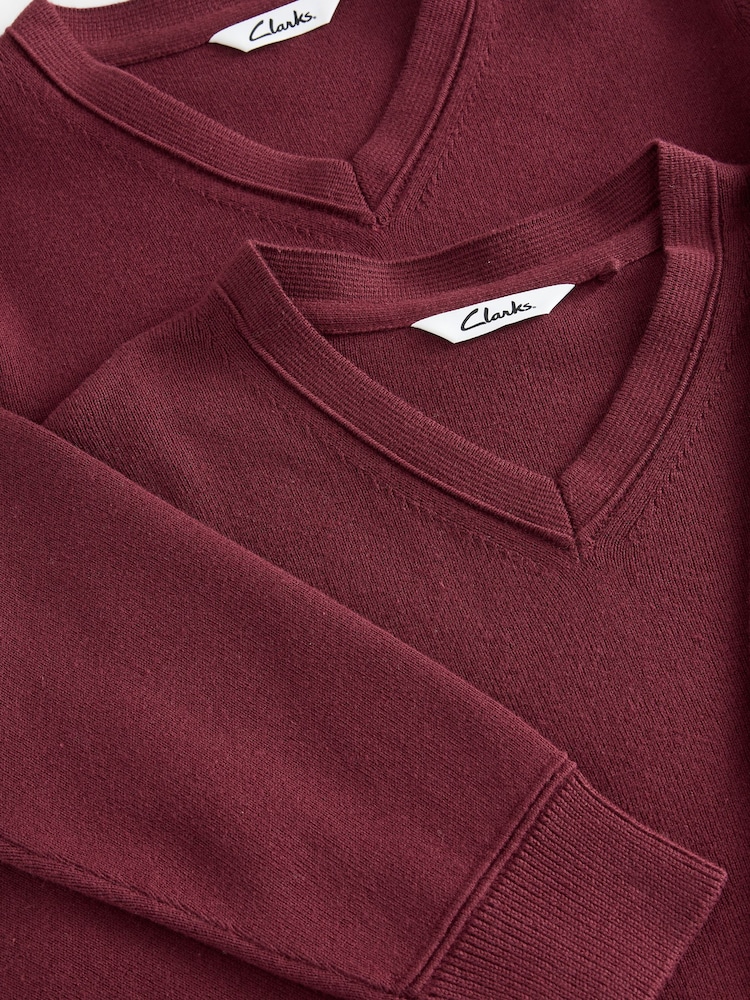 Clarks Burgundy Red Unisex Knitted School Jumpers 2 Pack - Image 5 of 5