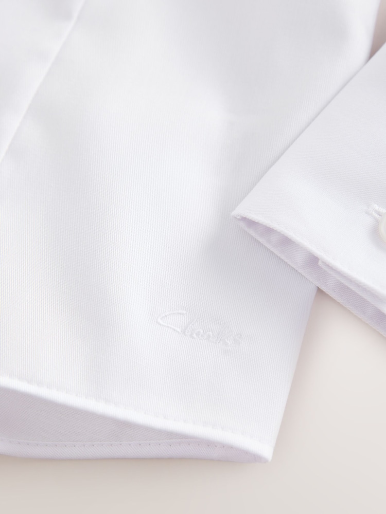 Clarks White Girls Fitted Long Sleeve School Shirts 3 Pack - Image 5 of 5