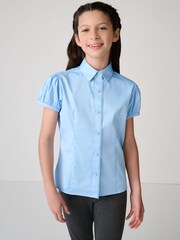 Clarks Blue Girls Fitted Short Sleeve School Shirt - Image 1 of 15