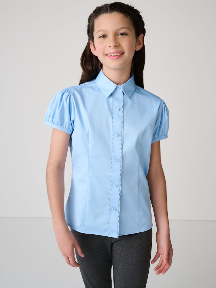 Azul - Clarks Girls Fitted Short Sleeve School Shirt - Imagen 1 de 15 Azul - Clarks Girls Fitted Short Sleeve School Shirt - Imagen 1 de 15