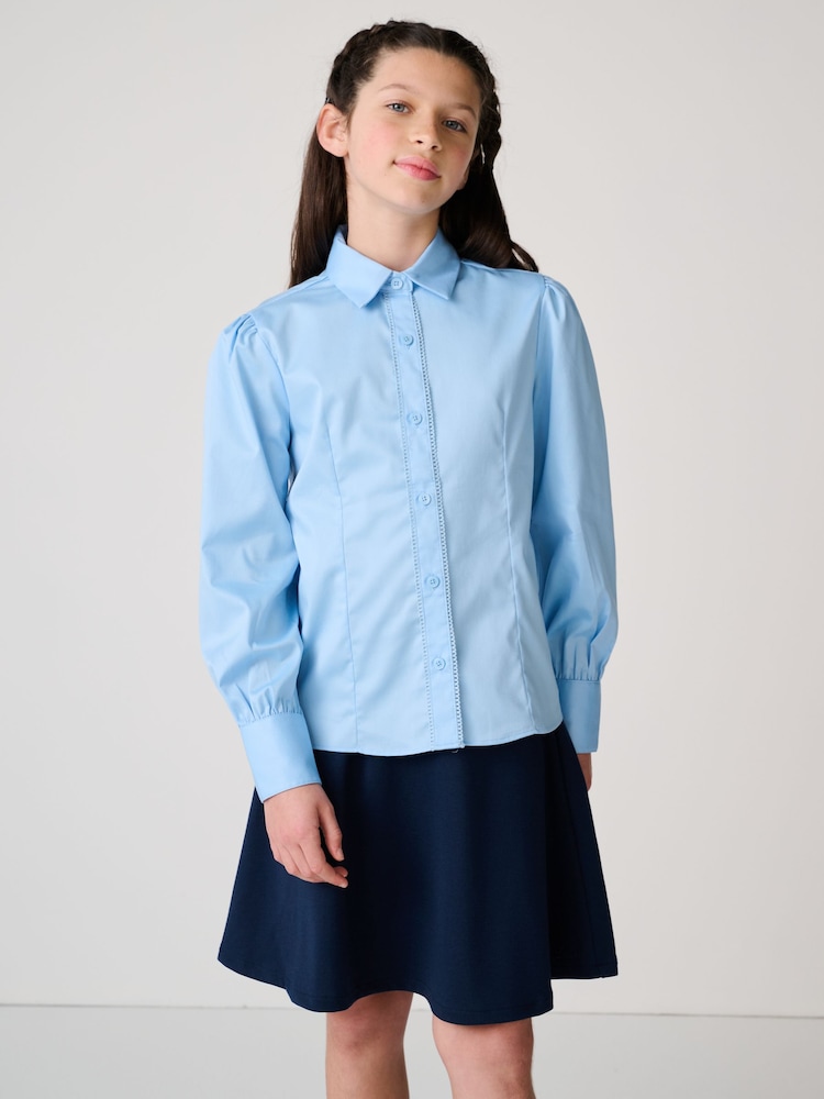 Blau - Clarks Fitted Long Sleeve School Shirt - Bild 2 von 14 Blau - Clarks Fitted Long Sleeve School Shirt - Bild 2 von 14