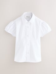 Clarks White Girls Fitted Short Sleeve School Shirts 3 Pack - Image 2 of 6