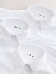 Clarks White Girls Fitted Short Sleeve School Shirts 3 Pack - Image 4 of 6