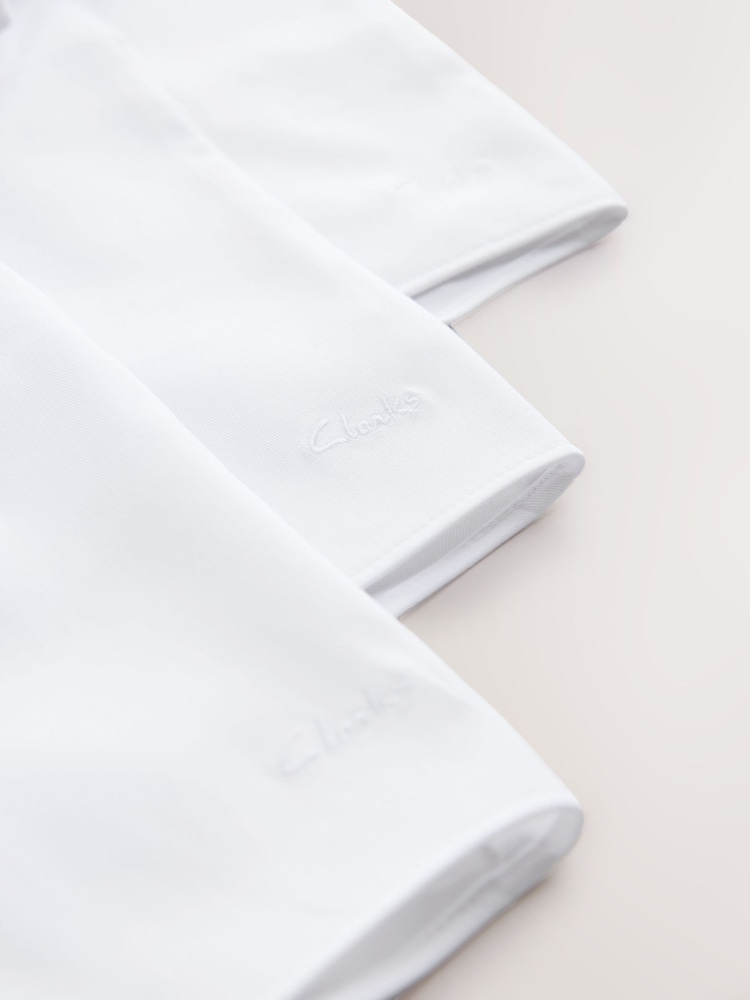 Clarks White Girls Fitted Short Sleeve School Shirts 3 Pack - Image 6 of 6