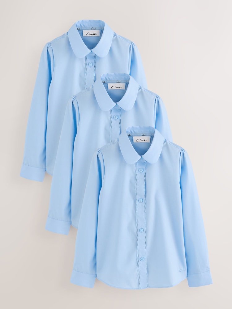 Clarks Girls Long Sleeve School Shirts 3 Pack - Bild 1 von 9