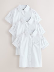 Clarks White Bow Short Sleeve School Shirts 3 Pack - Image 1 of 9