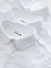 Clarks White Bow Short Sleeve School Shirts 3 Pack - Image 4 of 9