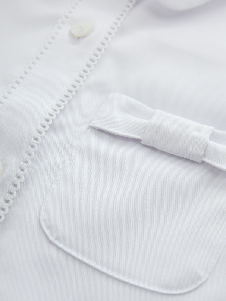 Clarks White Bow Short Sleeve School Shirts 3 Pack - Image 9 of 9