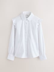 Clarks White Frill Long Sleeve School Shirts 2 Pack - Image 2 of 6