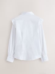 Clarks White Frill Long Sleeve School Shirts 2 Pack - Image 3 of 6