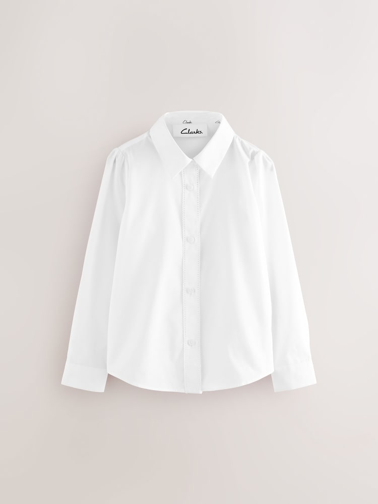 Clarks White Girls Long Sleeve School Shirts 5 Pack - Image 2 of 9 Clarks White Girls Long Sleeve School Shirts 5 Pack - Image 2 of 9