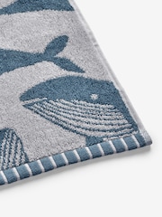 Set of 2 Blue 100% Cotton Whale Face Cloth - Image 3 of 4