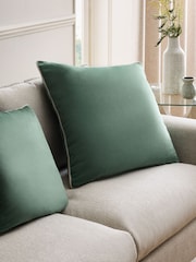 Sage Green 59 x 59cm Matte Velvet Contrast Pipe Cushion - Image 1 of 5