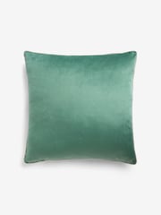 Sage Green 59 x 59cm Matte Velvet Contrast Pipe Cushion - Image 3 of 5