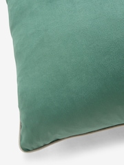 Sage Green 59 x 59cm Matte Velvet Contrast Pipe Cushion - Image 5 of 5