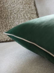 Sage Green 50 x 50cm Matte Velvet Contrast Pipe Cushion - Image 2 of 5