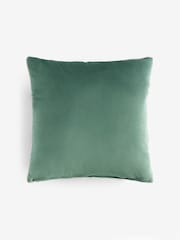 Sage Green 50 x 50cm Matte Velvet Contrast Pipe Cushion - Image 3 of 5