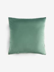 Sage Green 50 x 50cm Matte Velvet Contrast Pipe Cushion - Image 4 of 5