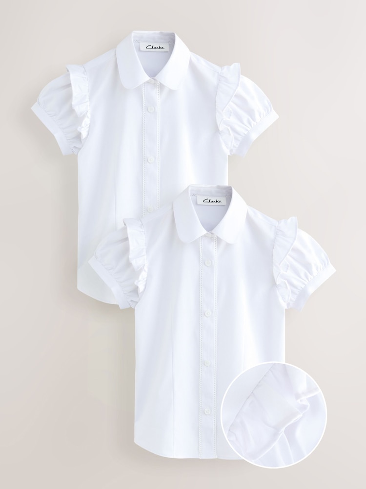 Clarks Frill Short Sleeve School Shirts 2 Pack - Bild 1 von 6 Clarks Frill Short Sleeve School Shirts 2 Pack - Bild 1 von 6