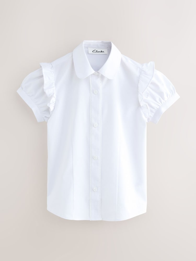 Clarks White Frill Short Sleeve School Shirts 2 Pack - Image 2 of 6