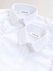 Clarks White Frill Short Sleeve School Shirts 2 Pack - Image 4 of 6