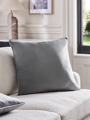 Grey 59 x 59cm Matte Velvet Contrast Pipe Cushion - Image 1 of 5