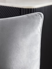Grey 59 x 59cm Matte Velvet Contrast Pipe Cushion - Image 2 of 5