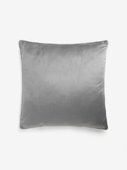 Grey 59 x 59cm Matte Velvet Contrast Pipe Cushion - Image 3 of 5
