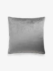 Grey 59 x 59cm Matte Velvet Contrast Pipe Cushion - Image 4 of 5