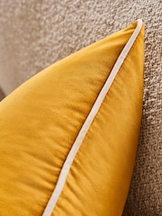 Ochre Yellow 59 x 59cm Matte Velvet Contrast Pipe Cushion - Image 2 of 5