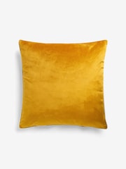 Ochre Yellow 59 x 59cm Matte Velvet Contrast Pipe Cushion - Image 4 of 5